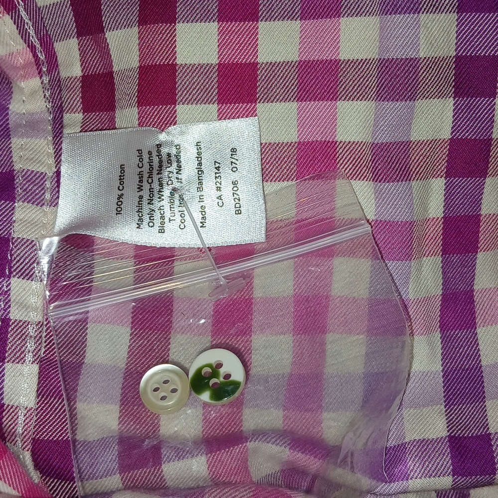 Talbots Womens Button Down Gingham Plaid Pink Lon… - image 6